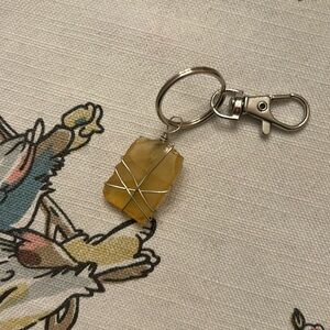Beautiful Yellow and Silver Seaglass Handmade Key Chain